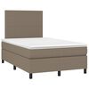 vidaXL Box spring postelja z vzmetnico LED taupe 120x190 cm blago