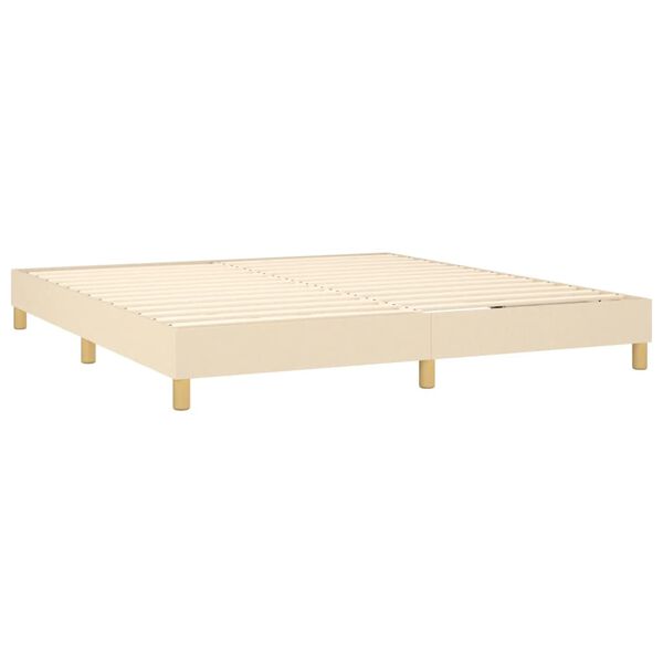 vidaXL Box spring postelja z vzmetnico krem 160x200 cm blago
