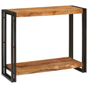 vidaXL Konzolna miza s polico Rjava 90 x 33 x 75 cm Masiven les manga