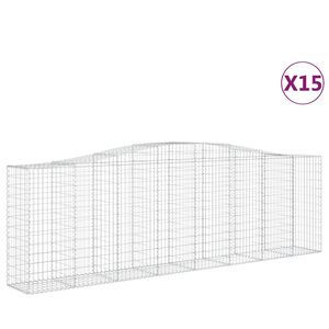 vidaXL Obokane gabion ko&scaron;are 15 kosov 400x50x120/140cm cinkano železo