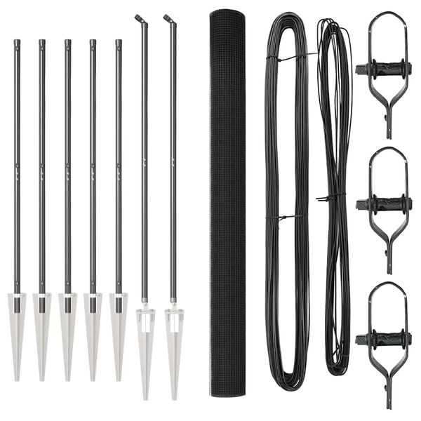 vidaXL Steber ograje. Siva 10 x 1,6 m (25 x 25 mm mreža) Jeklo in PVC