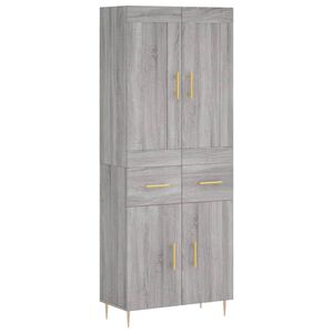 vidaXL Visoka komoda siva sonoma 69,5x34x180 cm inženirski les