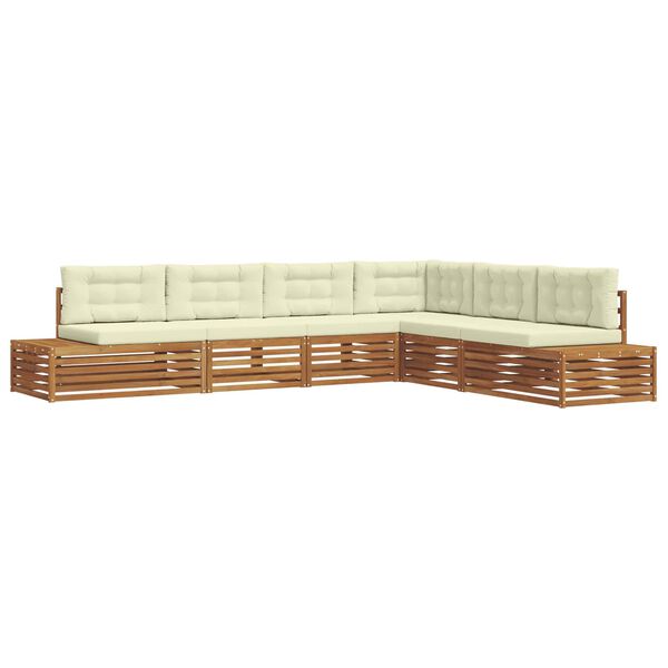 vidaXL Zunanja garnitura za sedenje z blazino 6 Kos Naravna in smetana