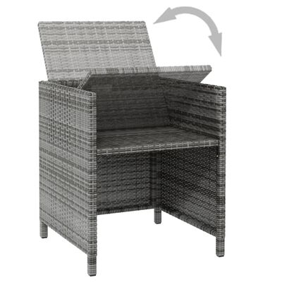 vidaXL Vrtni stoli in stolčki 4-delni komplet poli ratan sive barve