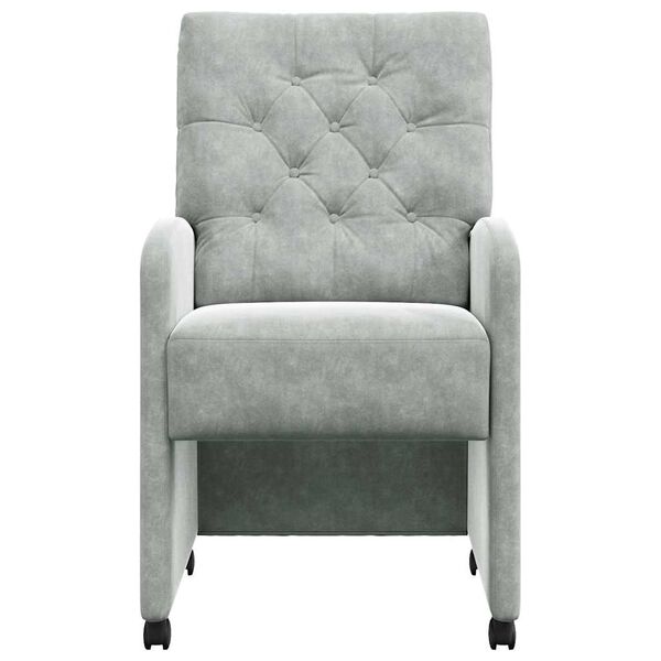 vidaXL Jedilni stoli s kolesi 2 pcs Svetlo siva 58 x 67 x 97 cm Žamet