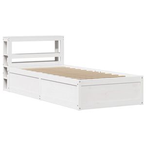 vidaXL Posteljni okvir z vzglavjem bel 90x190 cm trdna borovina