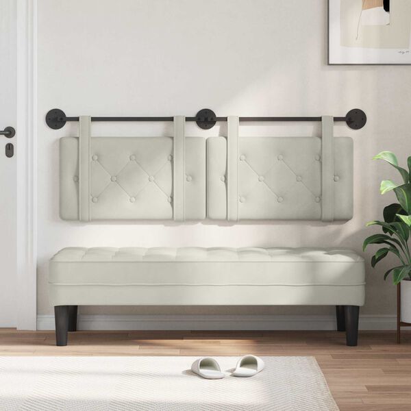 vidaXL Visoki naslon za glavo krema 150 x 55 x 5 cm Žamet