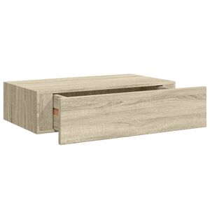 vidaXL Stenska polica s predalom hrast 40x23,5x10 cm MDF