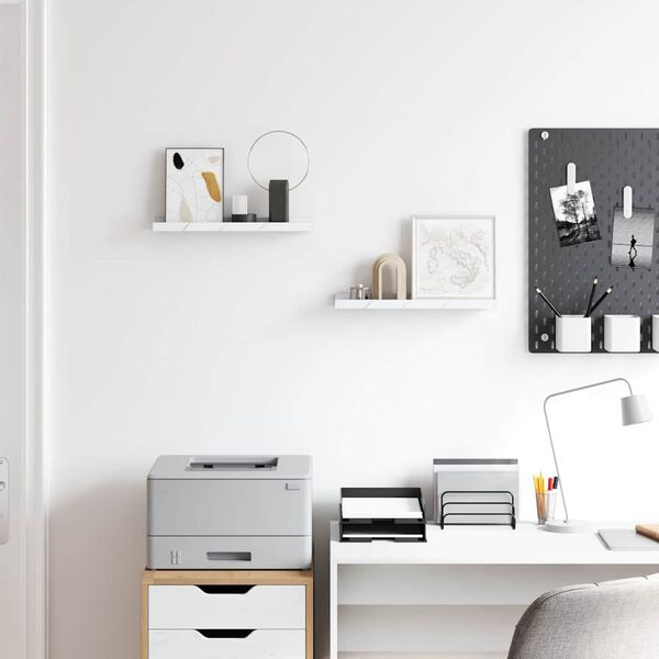 vidaXL Stenska polica 2 pcs Beli marmor 40 x 9 x 3 cm Konstruiran les