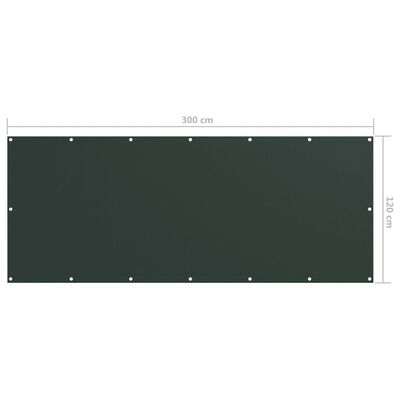 vidaXL Balkonsko platno temno zeleno 120x300 cm oksford blago