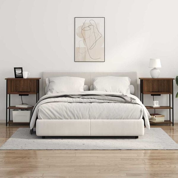 vidaXL Nočna omarica Rjav hrast 55 x 31 x 76 cm Konstruiran les