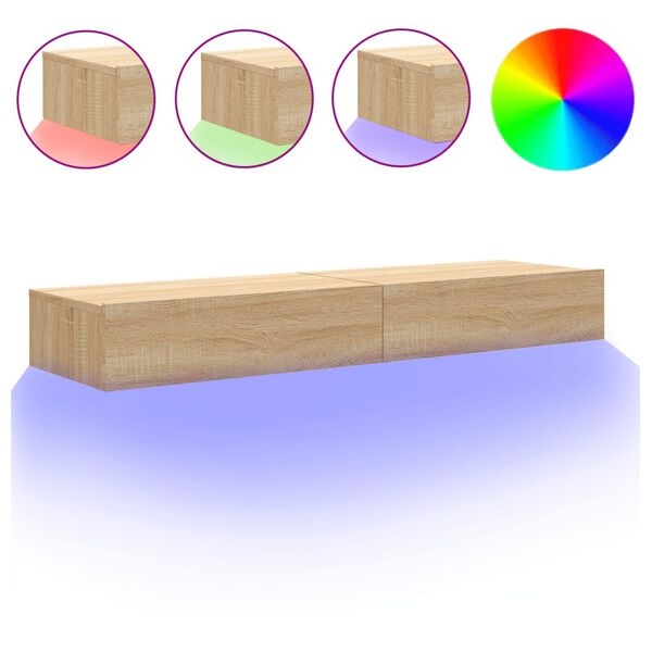 vidaXL TV omarica z LED lučkami 2 kosa sonoma hrast 60x35x15,5 cm