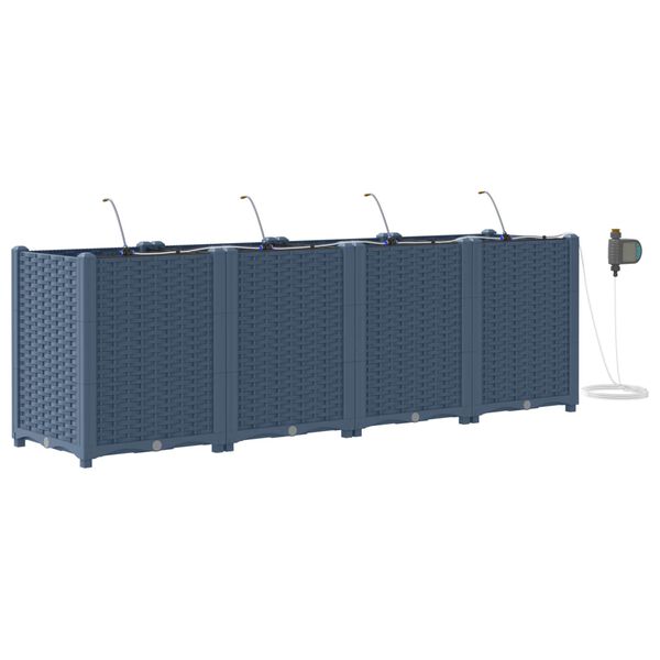 vidaXL Vrtni lonček 4 pcs Siva 160 x 40 x 52 cm Plastika