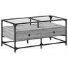 vidaXL Klubska mizica s steklom siva sonoma 98,5x50x45 cm jeklo