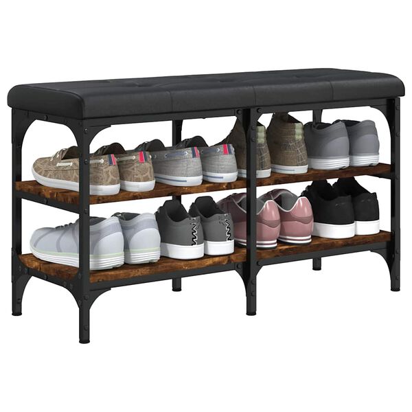 vidaXL Klop za čevlje dimljen hrast 82x32x47 cm inženirski les