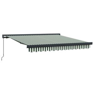 vidaXL Retraktilna tenda Zelena in Bela 300 x 250 cm Tkanina in kovina