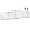 vidaXL Obokana gabionska ko&scaron;ara 5 kosov 300x30x60/80 cm cinkano železo
