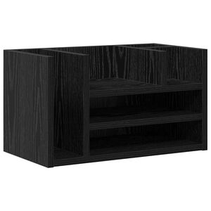 vidaXL Organizator za mizo Črni hrast 44,5 x 24 x 25 cm Inženirski les