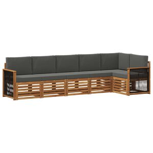 vidaXL Kotna sedežna garnitura z blazino 5 pcs Naravna in antracitna
