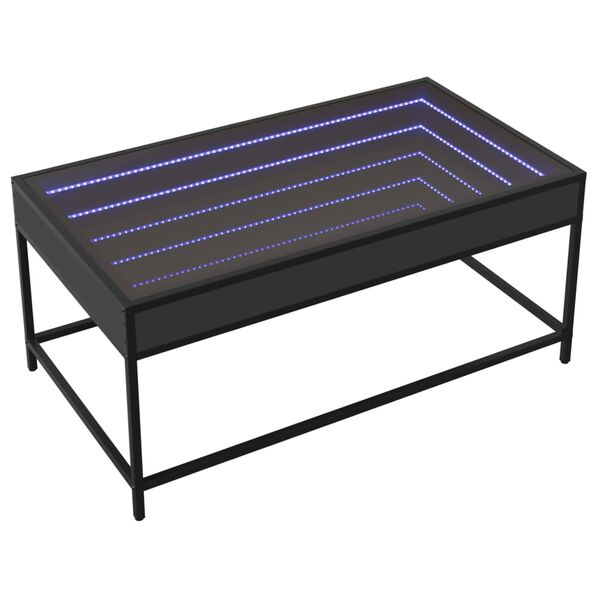 vidaXL Klubska mizica z neskončnimi LED lučkami črna 90x50x41 cm