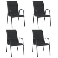 vidaXL Vrtni stoli 4 kosi jeklo in tekstil črne barve