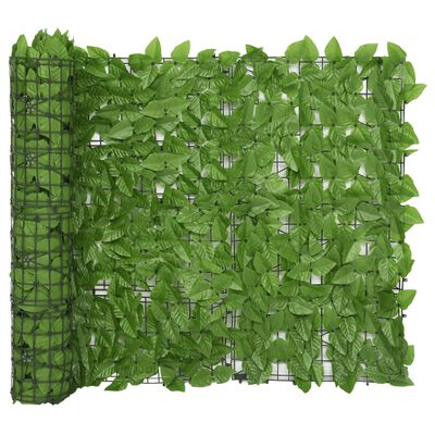 vidaXL Balkonsko platno z zelenim listjem 600x100 cm