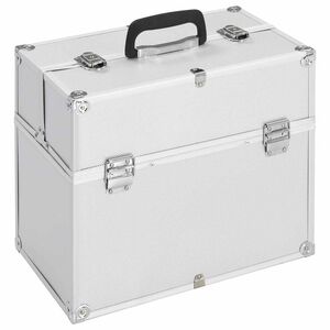vidaXL Kovček za ličila 38x23x34 cm srebrn aluminij