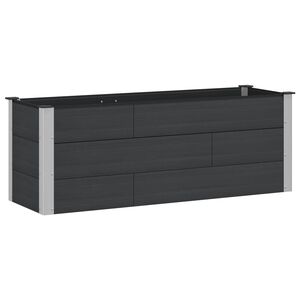 vidaXL Vrtna visoka greda Črna 150 x 50 x 54 cm WPC in aluminij