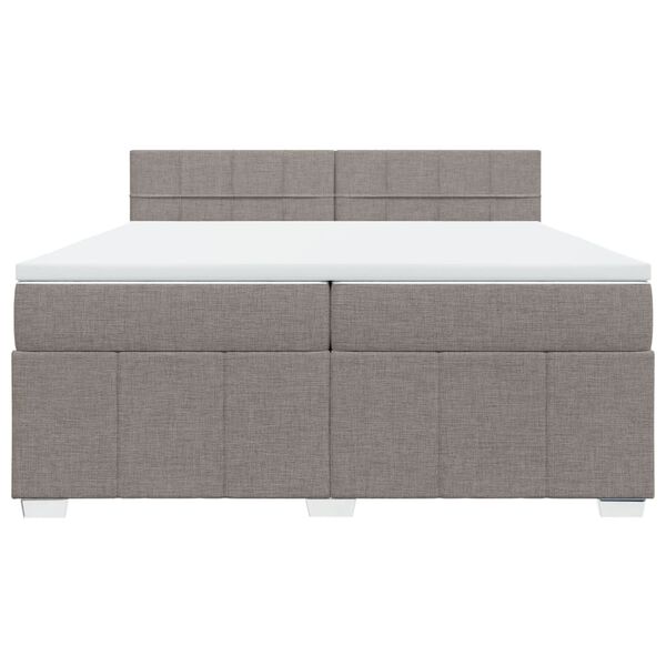 vidaXL Box spring postelja z vzmetnico taupe 200x200 cm blago