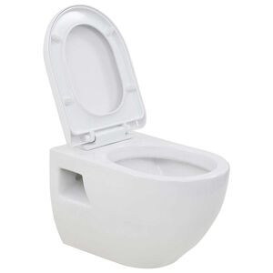 vidaXL Viseča WC &scaron;koljka keramična bela