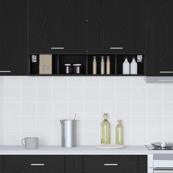 vidaXL Viseča omarica Črna Orehovina 20 x 29,5 x 100 cm