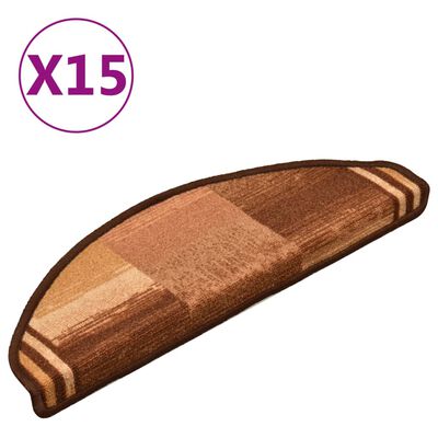 vidaXL Samolepilne preproge za stopnice 15 kosov rjave 65x21x4 cm