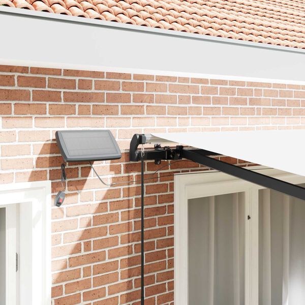 vidaXL Retraktilna tenda z LED lučmi Bela 300 x 250 cm blago