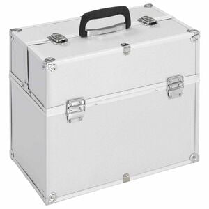 vidaXL Kovček za ličila 38x23x34 cm srebrn aluminij