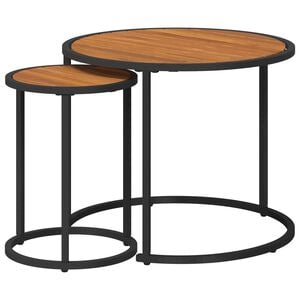 vidaXL Set kavno mizico 2 kos Naravna in črna 55 x 55 x 45 cm