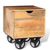 vidaXL Odstavna mizica s predalom in kolesi mangov les 40x40x45 cm