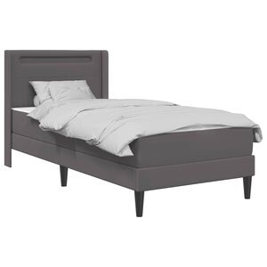 vidaXL Posteljni okvir z vzmetnico Siva 90 x 190 cm Umetno usnje