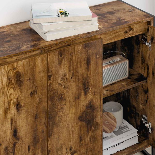 vidaXL Stranska omara Dimni hrast 96,5 x 30 x 75 cm Konstruiran les