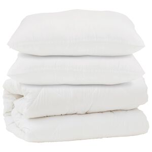 vidaXL Odeja z blazino 3 pcs Bela Mikrofibra
