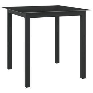 vidaXL Vrtna miza črna 80x80x74 cm aluminij in steklo