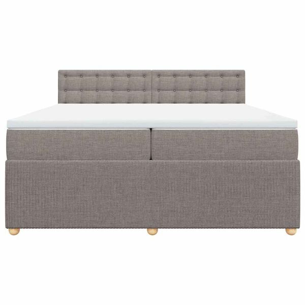 vidaXL Box spring postelja z vzmetnico taupe 200x200 cm blago