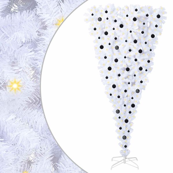 vidaXL Umestno božično drevo med 300 LED Bela 240 cm PVC in jeklo