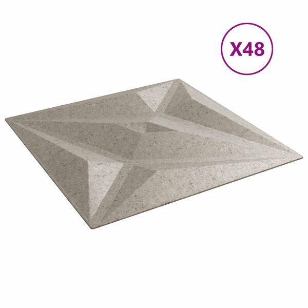 vidaXL Stenske plo&scaron;če 48 pcs Zvezda Betonski 50 x 50 cm XPS Pena