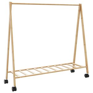 vidaXL Stojalo za oblačila s policami n kolesi 106x34x106,5 cm Bambus