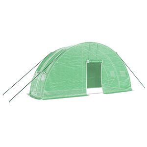 vidaXL Rastlinjak z jeklenim ogrodjem zelen 12 m&sup2; 6x2x2,85 m