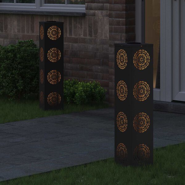 vidaXL Solarno LED svetilo za pot 2 pcs Črna Medenina