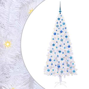 vidaXL Umestno božično drevo med 300 LED Bela 180 cm PVC in jeklo