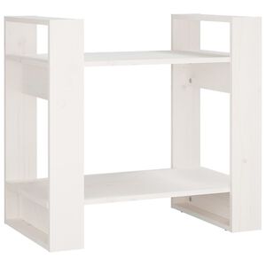 vidaXL Knjižna omara/pregrada bela 60x35x57 cm trdna borovina