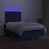 vidaXL Box spring postelja z vzmetnico LED modra 120x190 cm blago