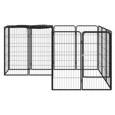 vidaXL Pasja ograda s 14 paneli črna 50x100 cm prašno barvano jeklo